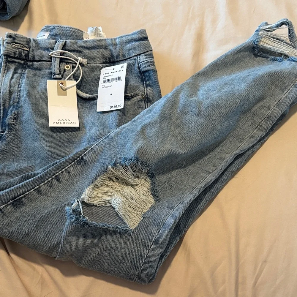 Good American Petite Skinny Ripped Denim Jeans - Picture 1 of 4